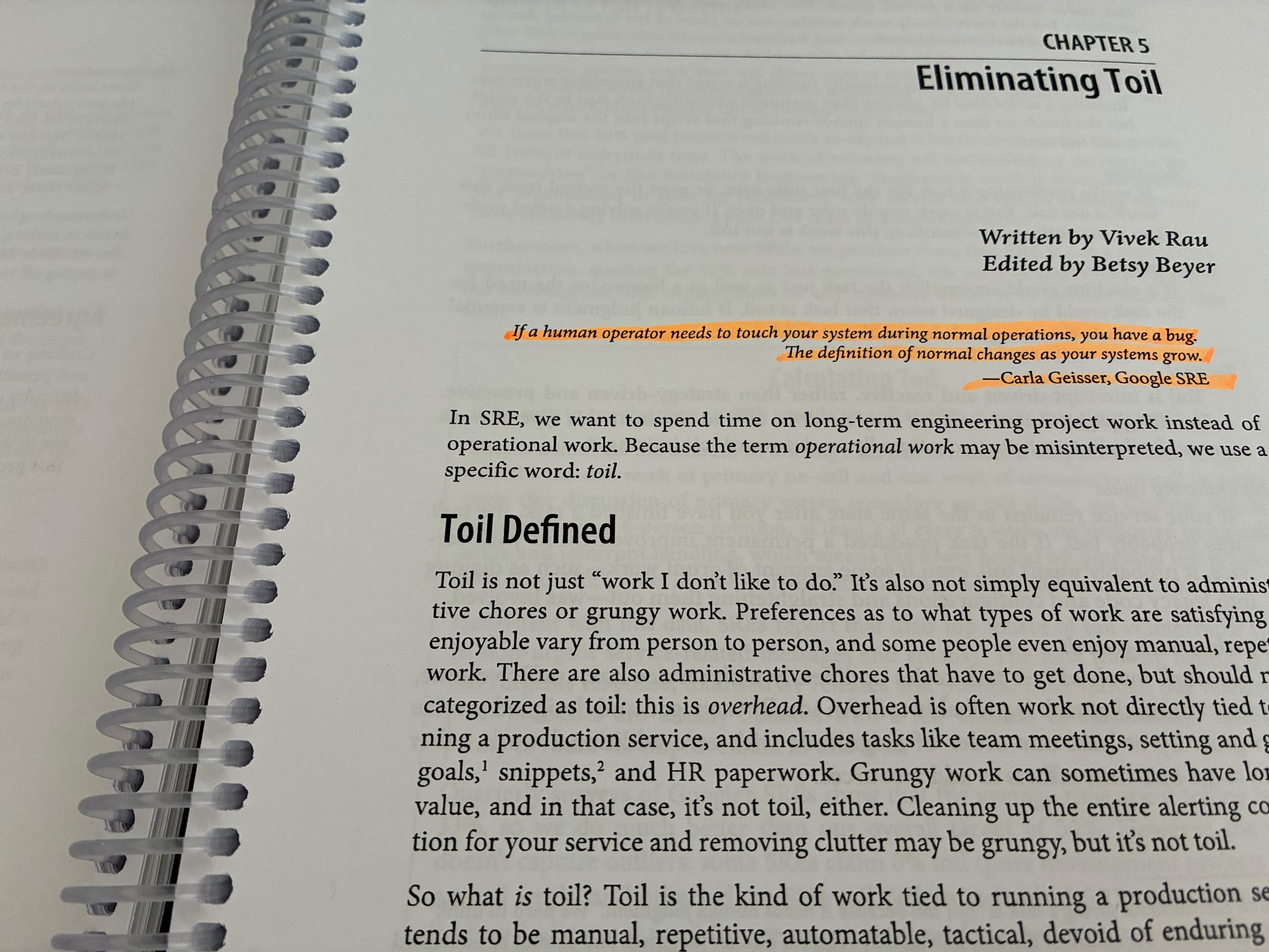 Google SRE Chapter 5 — Eliminating Toil
